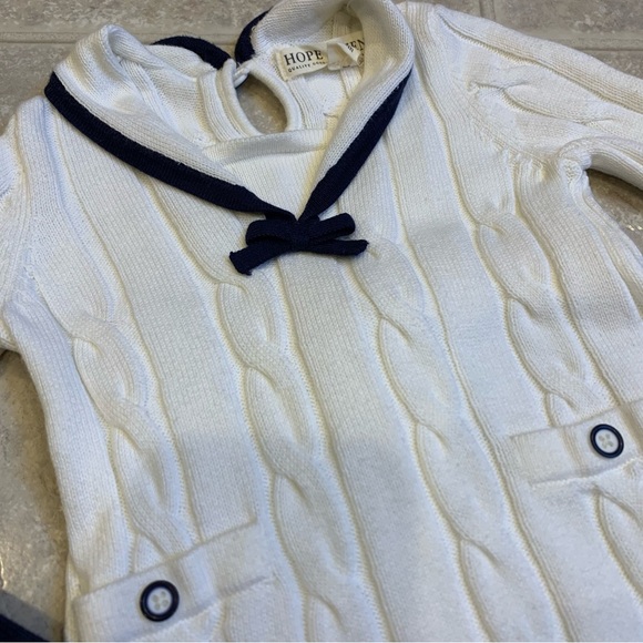 Hope & Henry Baby Girl Nautical Outfit with Pants and 2 Tops 3-6M - Picture 9 of 9